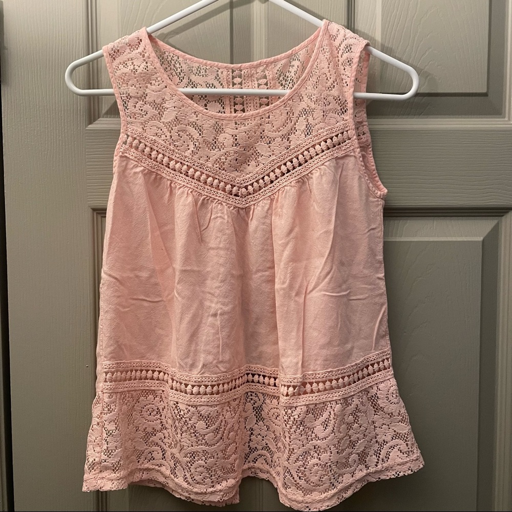 COTTAGECORE PINK LACE TANK TOP WITH OPEN BACK